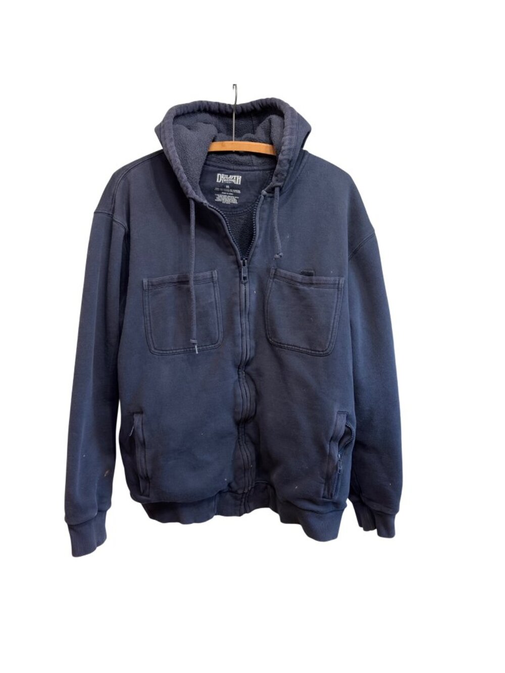 Duluth Trading Co. Mens Fleece-Lined Full-Zip Hoodie XL‎ Navy Blokecore Outdoors